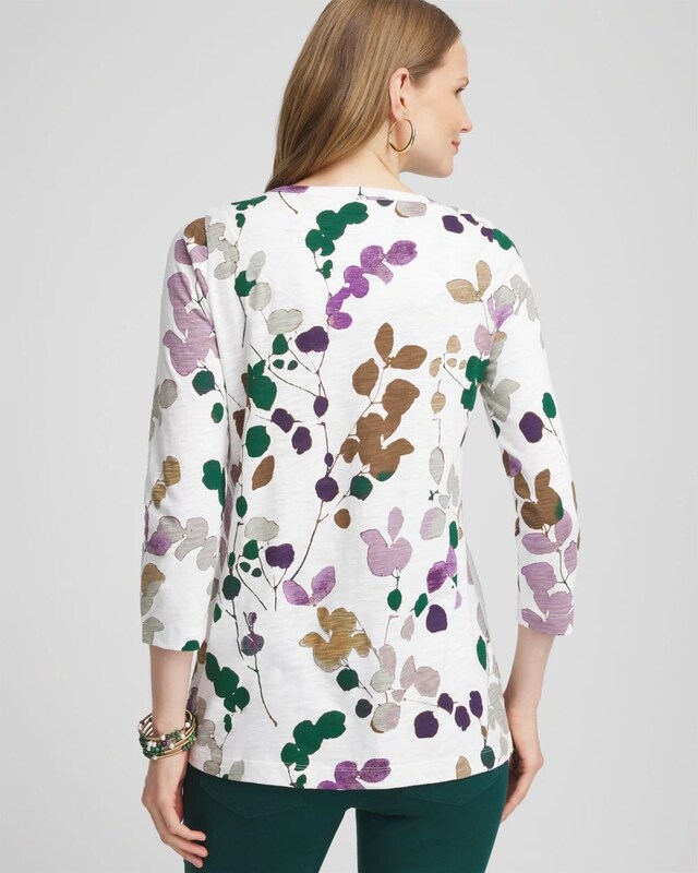 3/4 Sleeve Sprigs Overlap Tunic - image 3